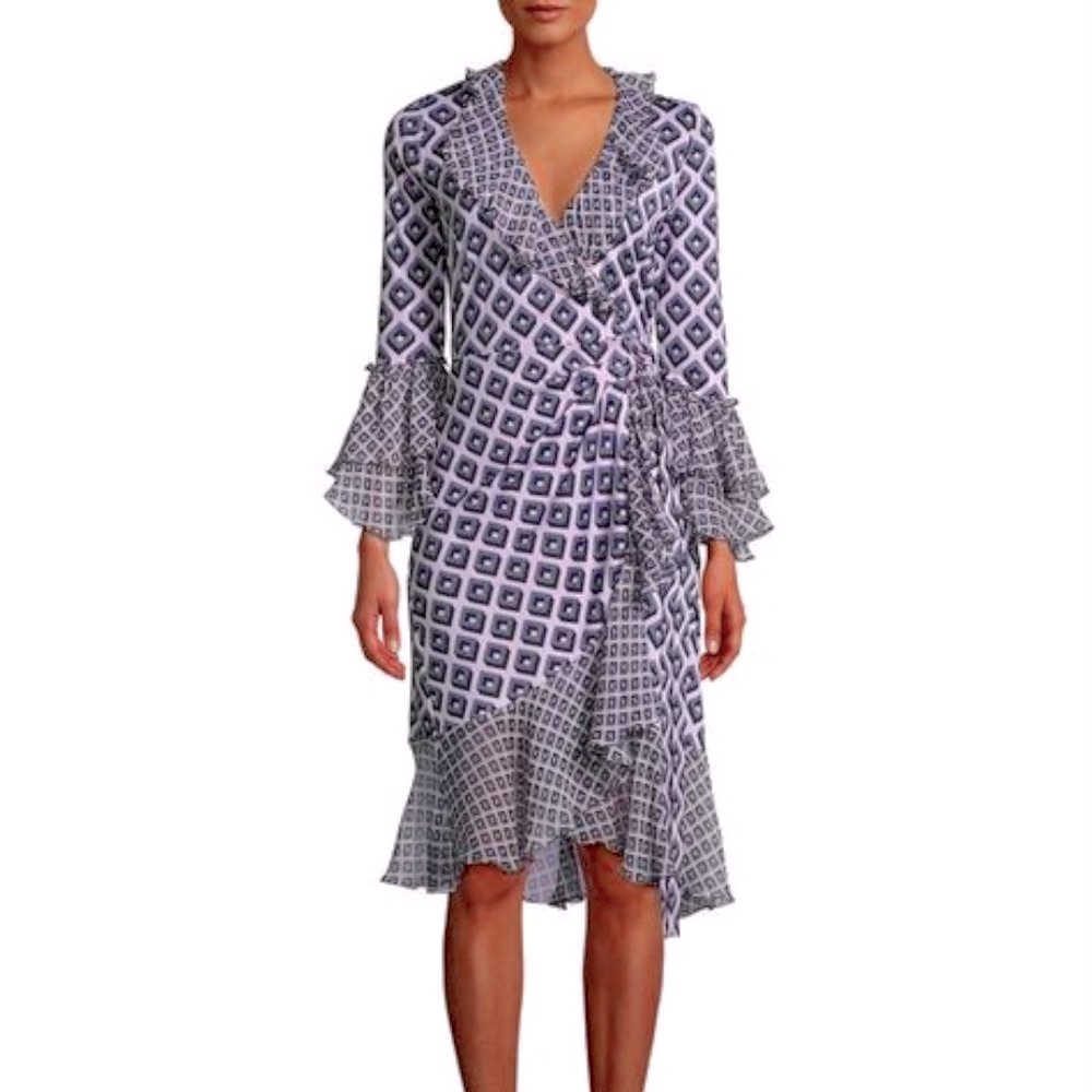 DIANE VON FURSTENBERG Tiered Ruffle Wrap Dress
